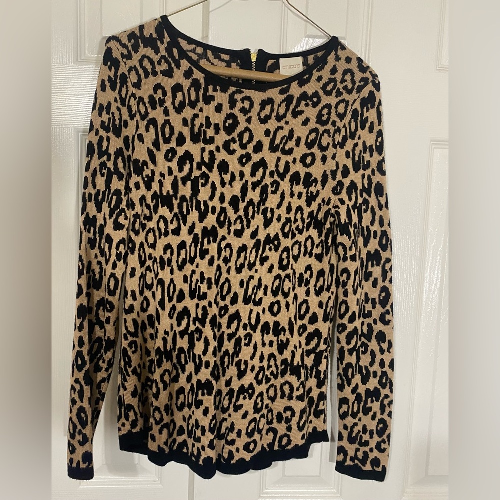 Chico's Leopard Print Sweater Size 0- small